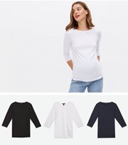 New Look Maternity 3 Pack Black Navy and White Ruched Tops